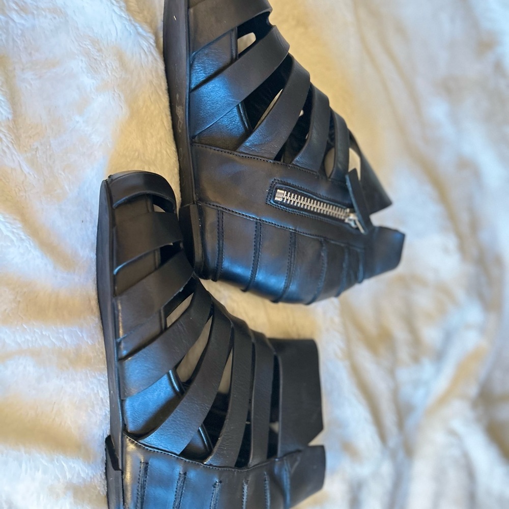 Camilla Skovgaard Black Genuine Leather Cage Lune Low Wedge Calf Boots Size 10US - Picture 3 of 14